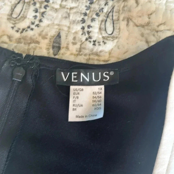 Black and white dress. Below the knee length. Back is solid black w zipper - Picture 4 of 5